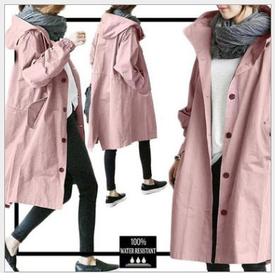 Women's lightweight oversized raincoat with hood and concealed closure Mune Fashion