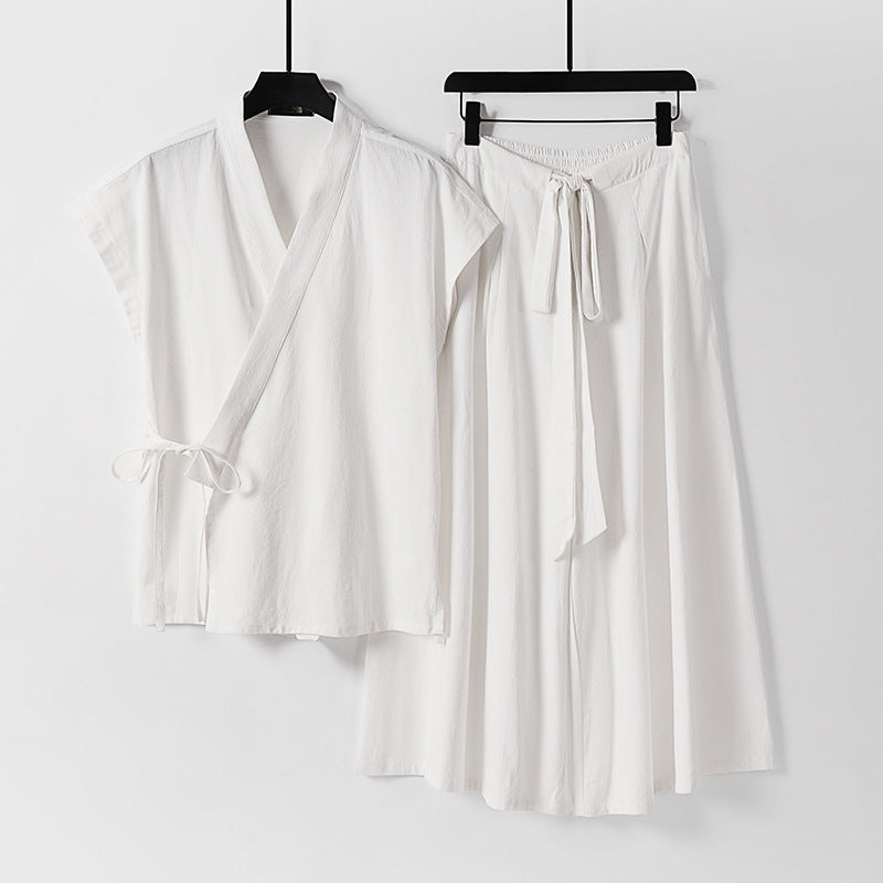 Women's Kimono Loungewear Set with Wrap Top and Wide Palazzo Pants Mune Fashion