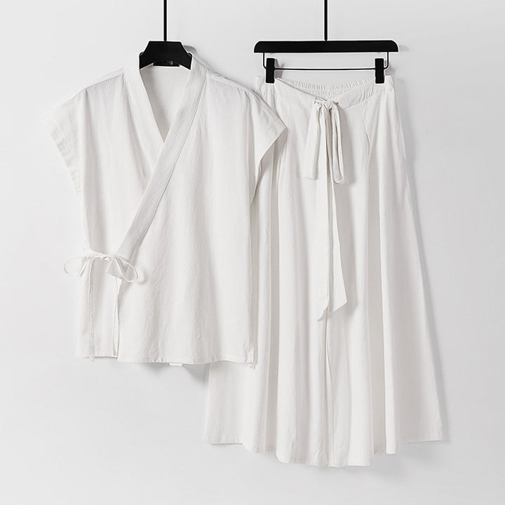 Women's Kimono Loungewear Set with Wrap Top and Wide Palazzo Pants Mune Fashion