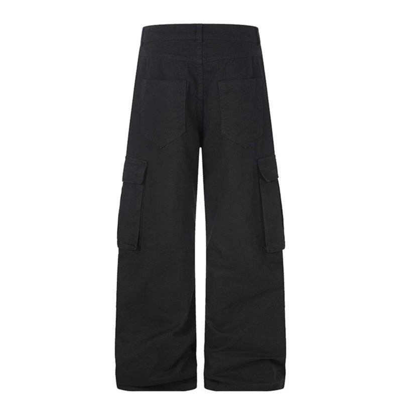 Women's cargo palazzo pants made of cotton blend with wide legs, patch flap pockets and belt print Mune Fashion