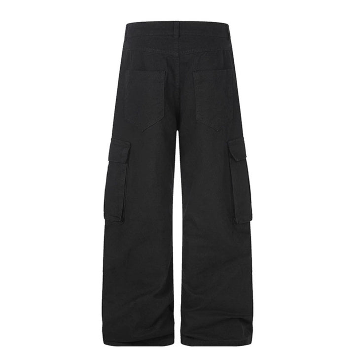 Women's cargo palazzo pants made of cotton blend with wide legs, patch flap pockets and belt print Mune Fashion