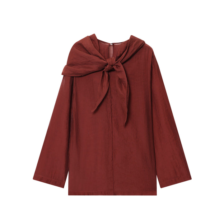 Women's nano elegant-draped blouse with large waterfall collar and slightly textured satin look Mune Fashion