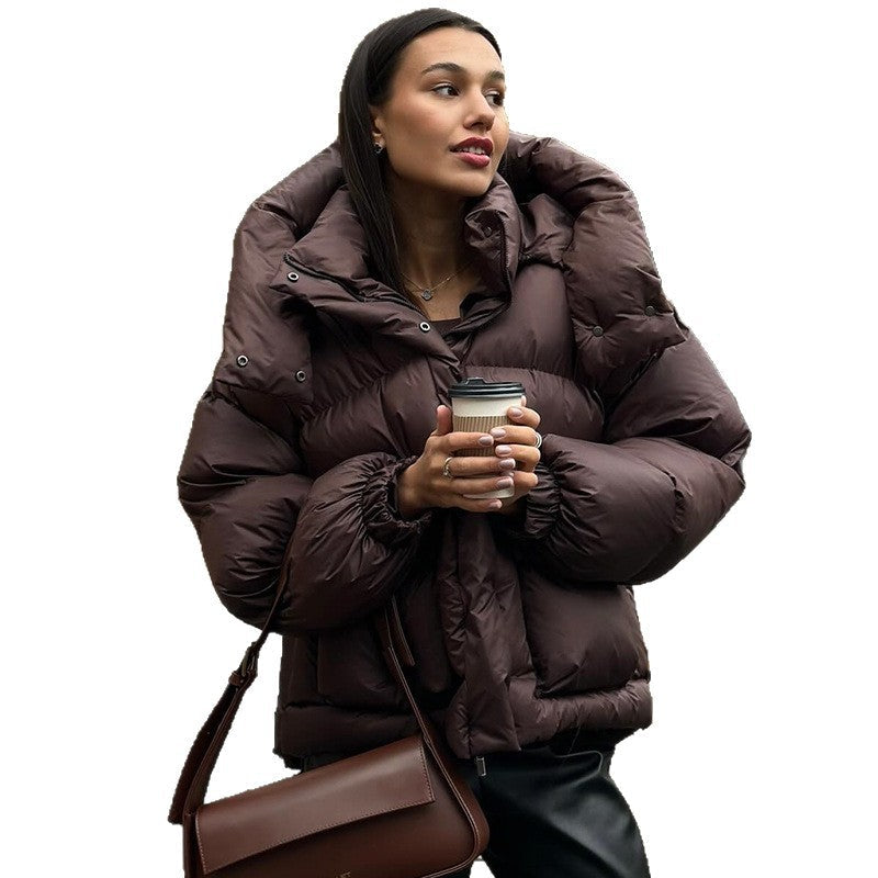 Ladies Quilted Winter Jacket with Oversized Hood Mune