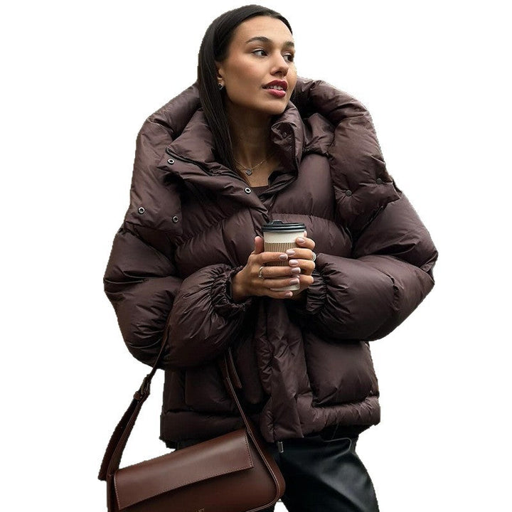 Ladies Quilted Winter Jacket with Oversized Hood Mune