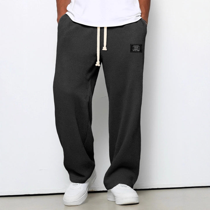 Men's Casual Waffle Texture Lounge Pants with Drawstring, Elastic Waistband and Loose Fit Mune Fashion