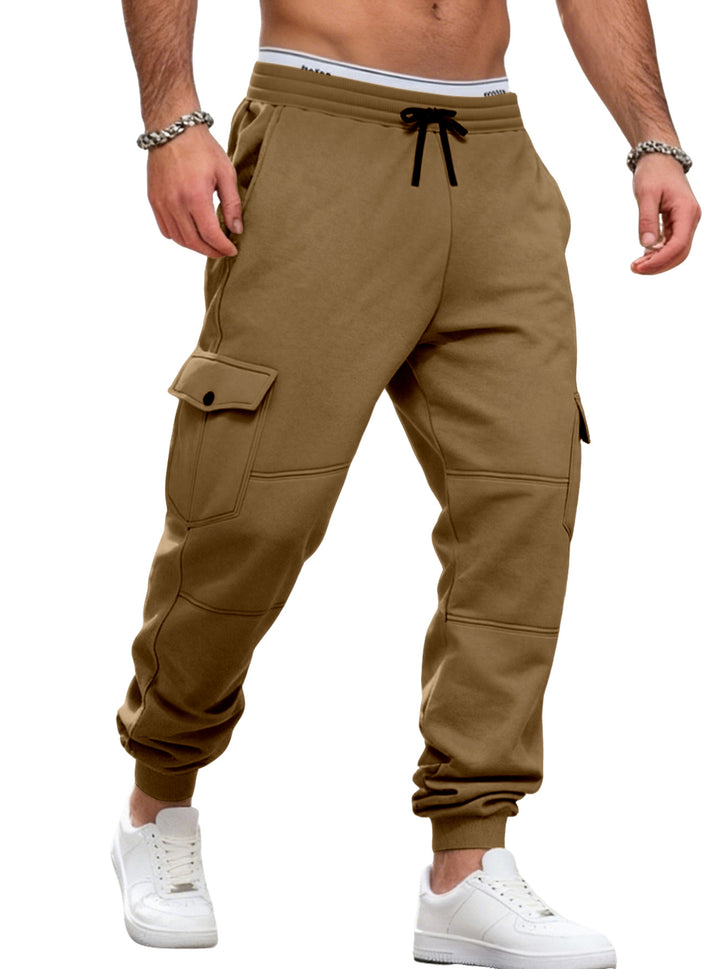 Men's casual jogging pants with cargo pockets, drawstring, and ribbed ankle hem Mune Fashion