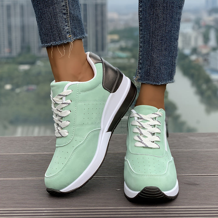 Damen Komfort-Keil-Sneaker mit seitlichem Zipper und dämpfender Plateau-Sohle Mune Fashion