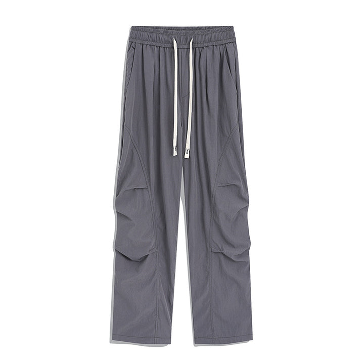 Men's Utility Cargo Lounge Pants with Drawstring Waist, Multiple Pockets & Wide Leg Mune Fashion