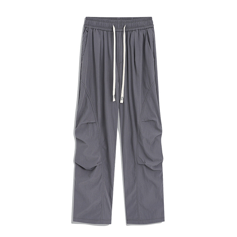 Men's Utility Cargo Lounge Pants with Drawstring Waist, Multiple Pockets & Wide Leg Mune Fashion