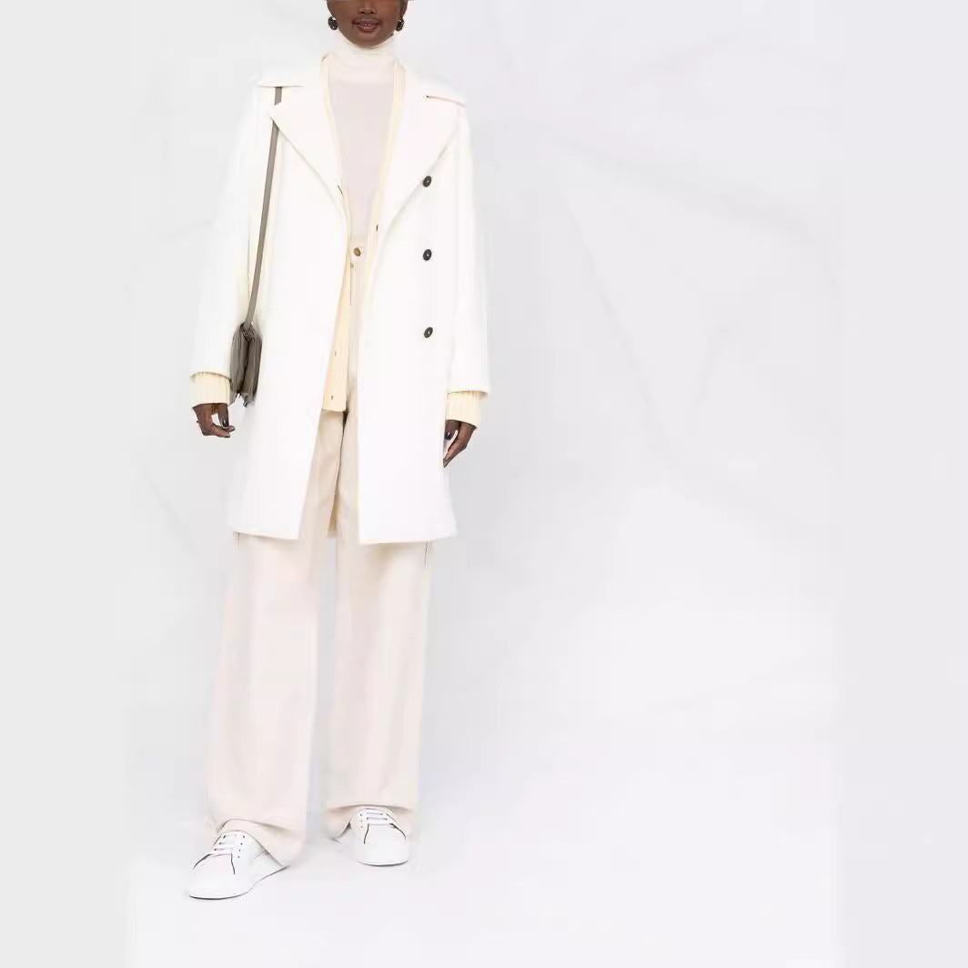 Ladies Oversize Wool Blend Coat with Dropped Shoulders and Minimalist Button Placket Mune Fashion