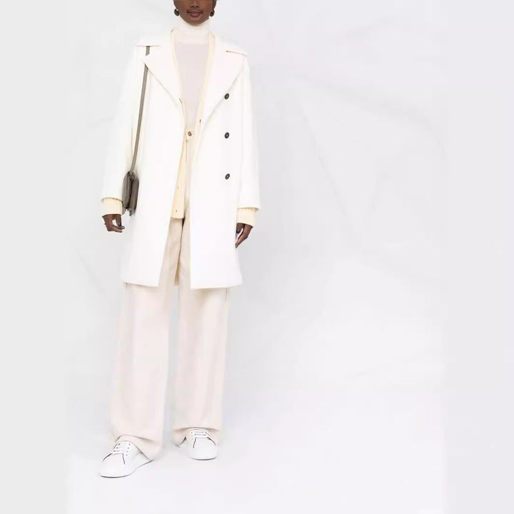Ladies Oversize Wool Blend Coat with Dropped Shoulders and Minimalist Button Placket Mune Fashion
