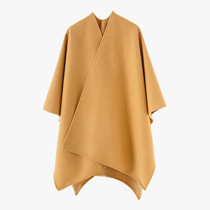 Women's Minimalist Kimono Cape made of wool blend with concealed wrap closure Mune Fashion