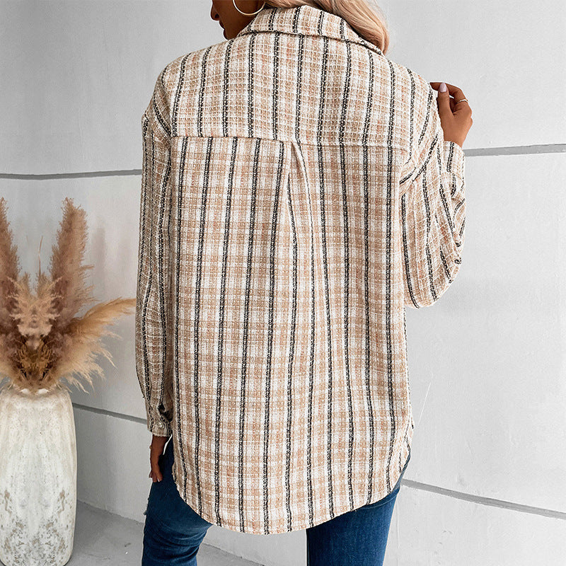 Women's Checkered Shirt Jacket Mune Fashion