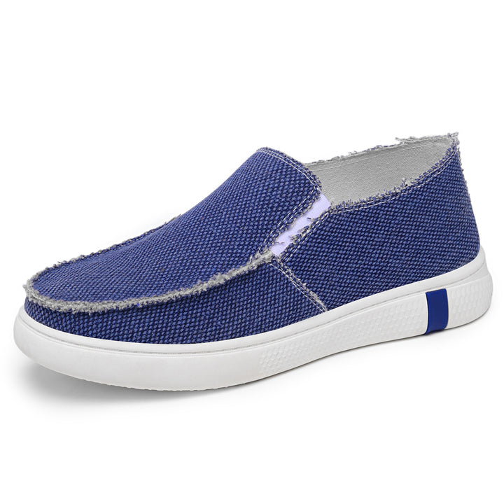 Men's casual canvas slip-on with frayed edge, elastic insert, and grippy rubber sole Mune Fashion