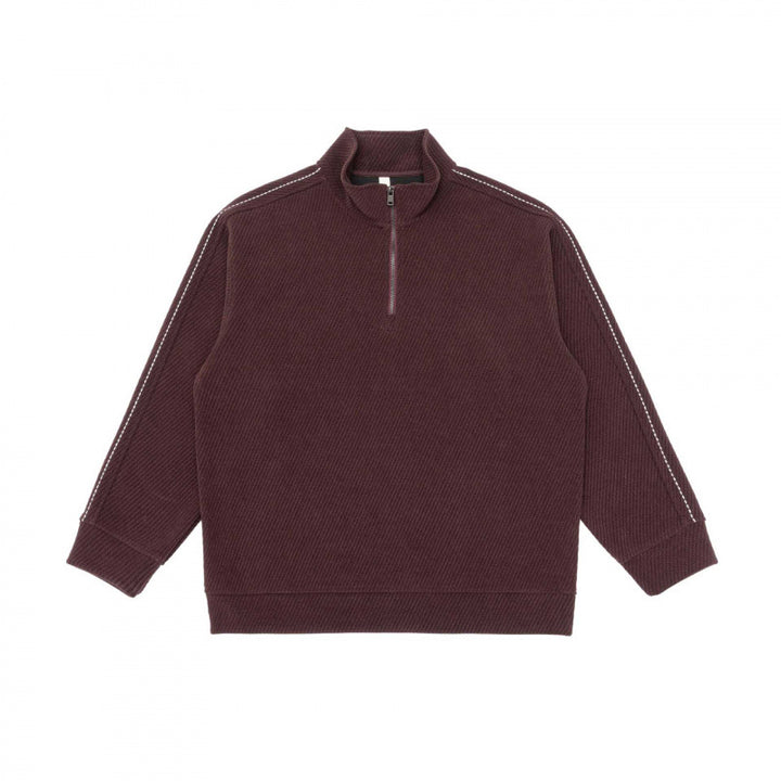 Unisex Short-Cut Structured Knit Half-Zip Sweater with Distinctive Contrast Stitch Mune Fashion