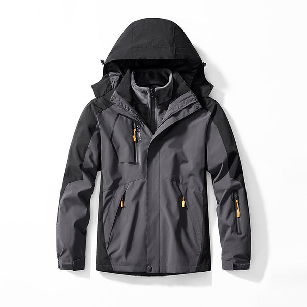 Men's Three-in-One Outdoor Softshell Jacket with Removable Fleece Inner Jacket and Hood Mune Fashion