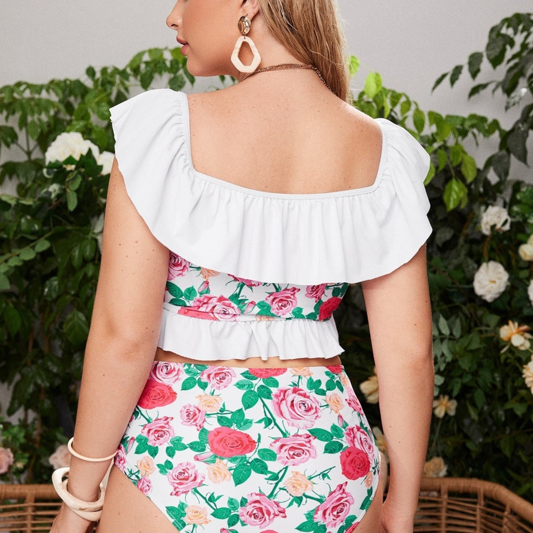 Women Bikini Set with floral wrap top and high waisted pants Mune Fashion