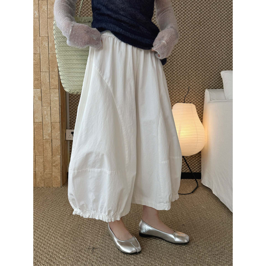 Women Wide Balloon Culotte Pants with Elastic Hem Mune Fashion