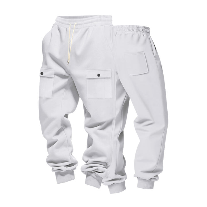 Men's cargo joggers with flap pockets, drawstring waistband, and ribbed ankle cuffs Mune Fashion