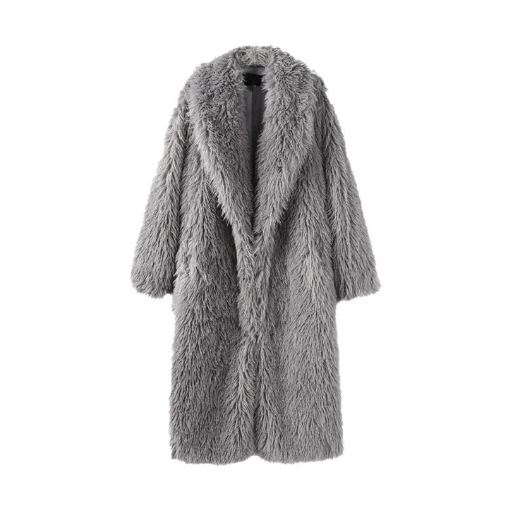 Women's Maxi Long Faux Fur Coat with Long Pile and Oversized Silhouette Mune Fashion