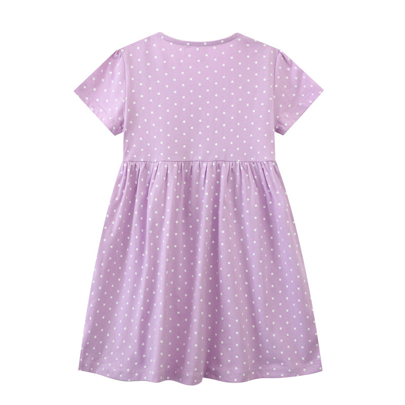 Girl's casual dress with loving animal and flower motif Mune Fashion