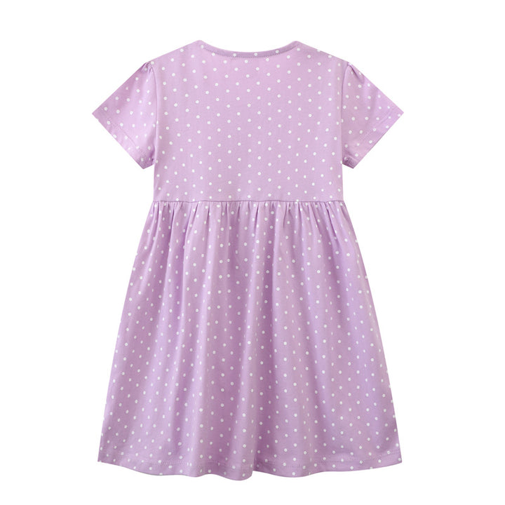 Girl's casual dress with loving animal and flower motif Mune Fashion