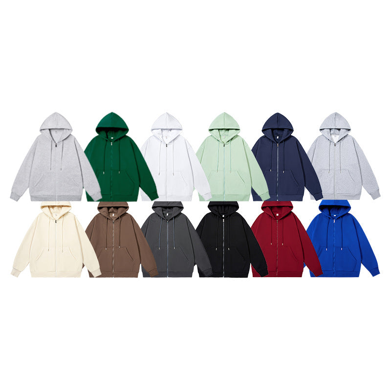 Unisex Oversize Hoodie Fleece Jacket with Boxy Cut and Metal Zipper Drune