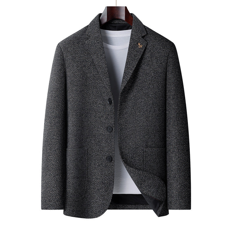 Men's single-breasted wool blend jacket with fine texture and light interior lining Mune Fashion