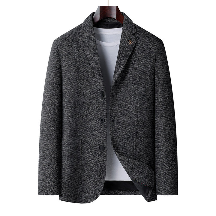 Men's single-breasted wool blend jacket with fine texture and light interior lining Mune Fashion
