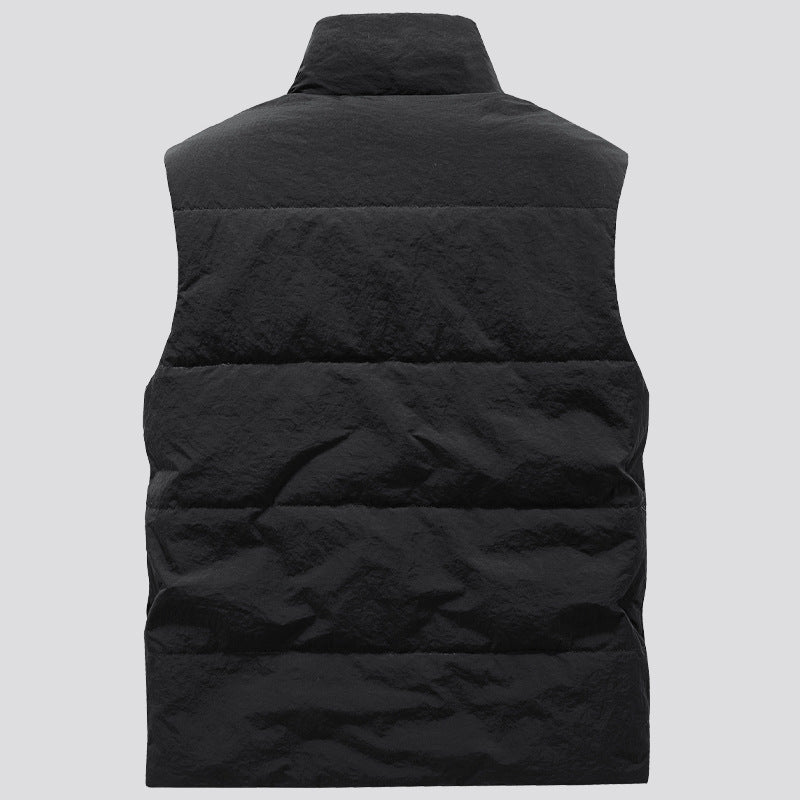Men's Padded Utility Vest with Multiple Pockets and Badge Patches Mune Fashion