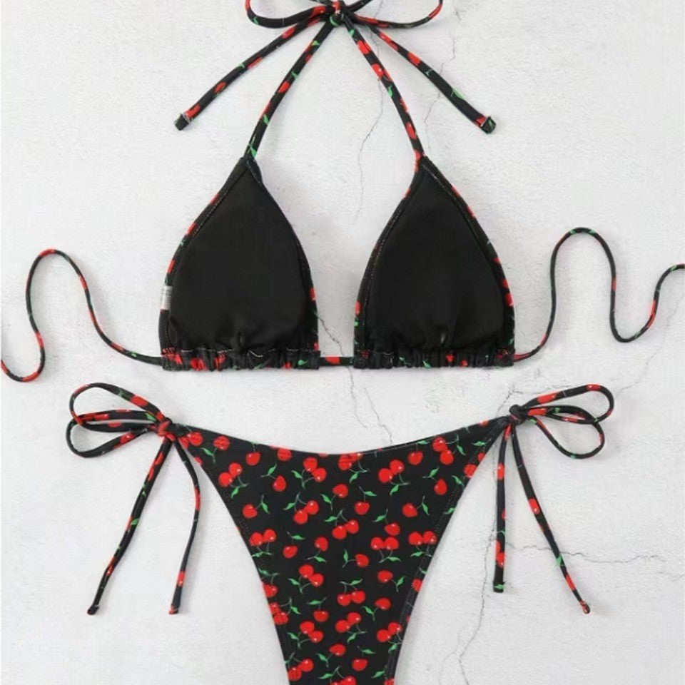 Women Triangle Bikini with playful cherry pattern Mune Fashion