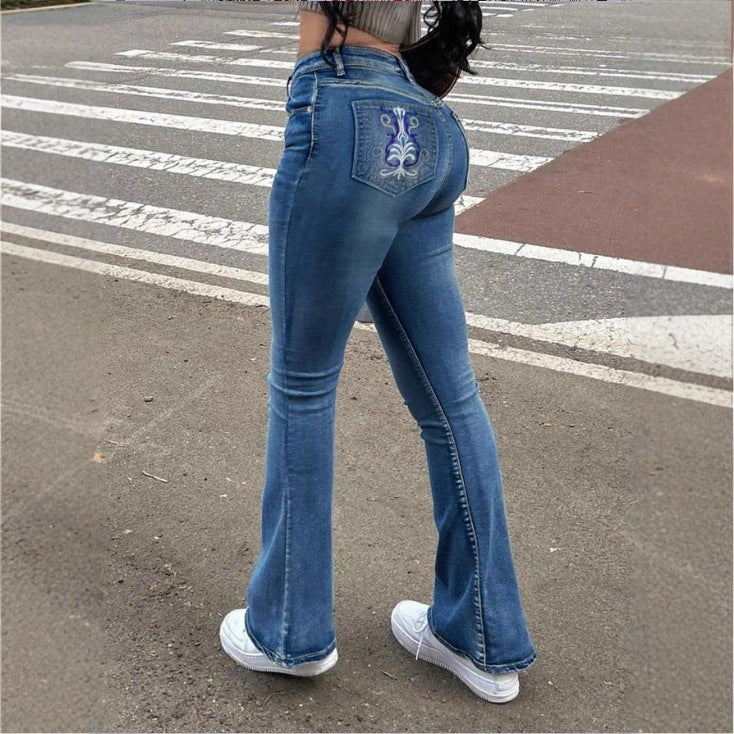 Women's High-Waisted Bootcut Jeans with Shaping Waistband and Slight Flare Mune Fashion