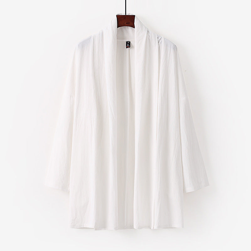 Unisex Open Kimono Cardigan made of lightweight cotton-linen blend Mune Fashion