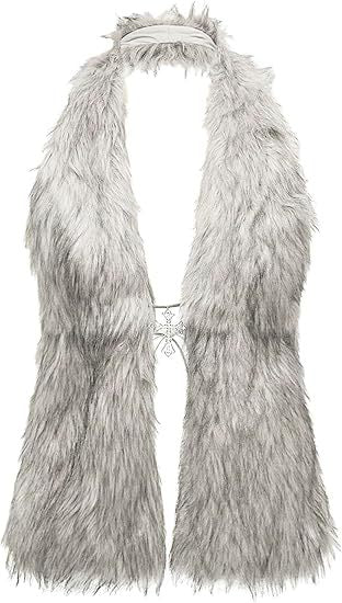 Women's Sleeveless Cropped Faux Fur Set with Mini Skirt and Fluffy Cuffs Mune Fashion