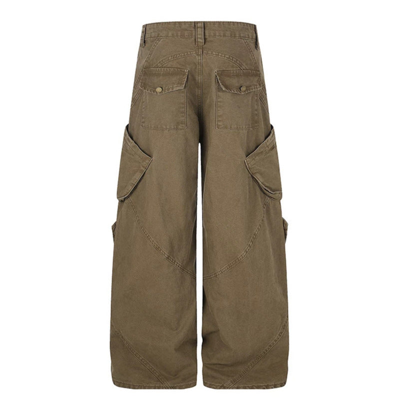 Women Wide High-Waist Cargo Culotte Pants with Multi-Pockets Mune Fashion