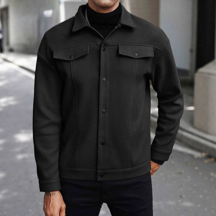 Men's Overshirt Jacket in Trucker Style with Wool Blend Look and Snap Buttons Mune Fashion