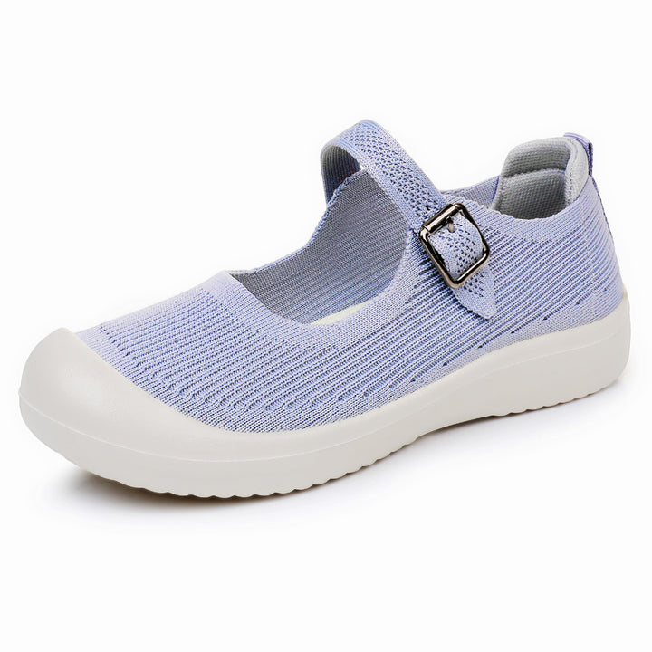 Women’s knitted Mary-Jane comfort shoe with adjustable strap, breathable knitted upper material and shock-absorbing lightweight sole Mune Fashion