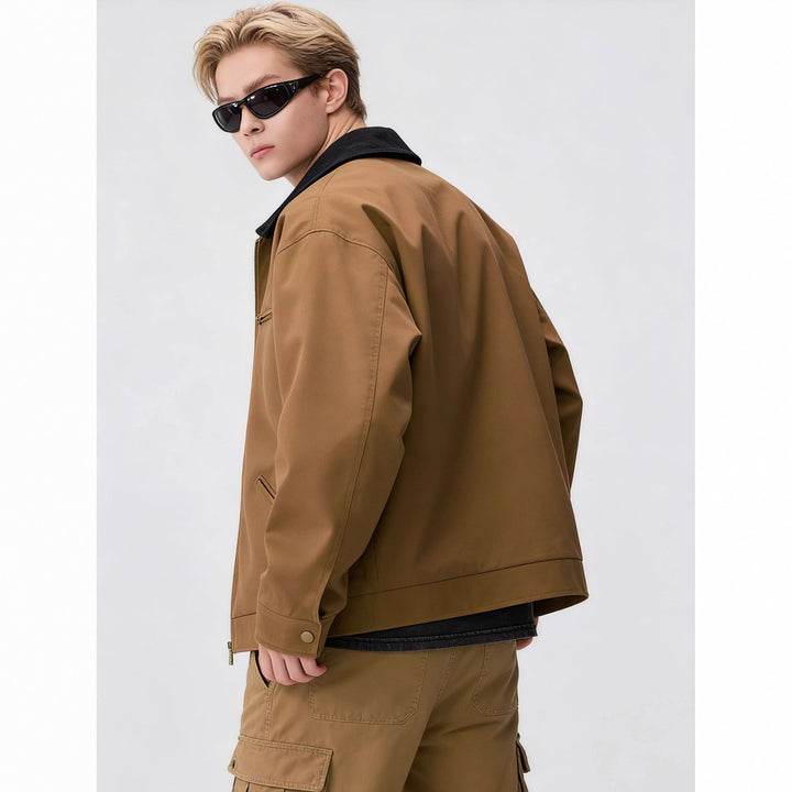 Men's zip blouson in worker style with cord collar and breast pocket Mune Fashion