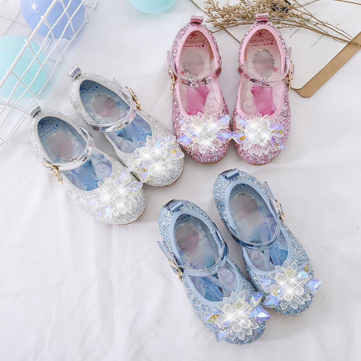 Girls Glittering Ballerina Sandals with Flower Appliqués Mune Fashion