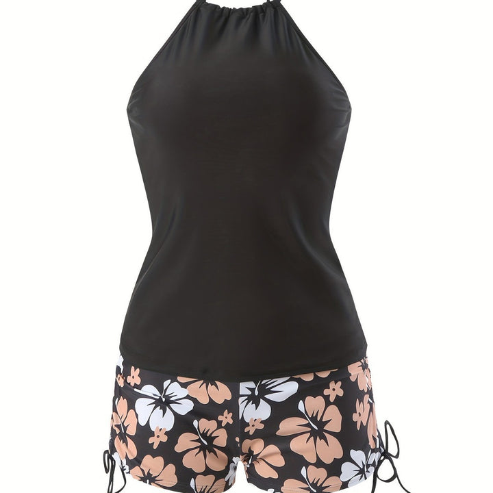 Women's Tankini Set with Casual Top and High-Waisted Shorts Mune Fashion