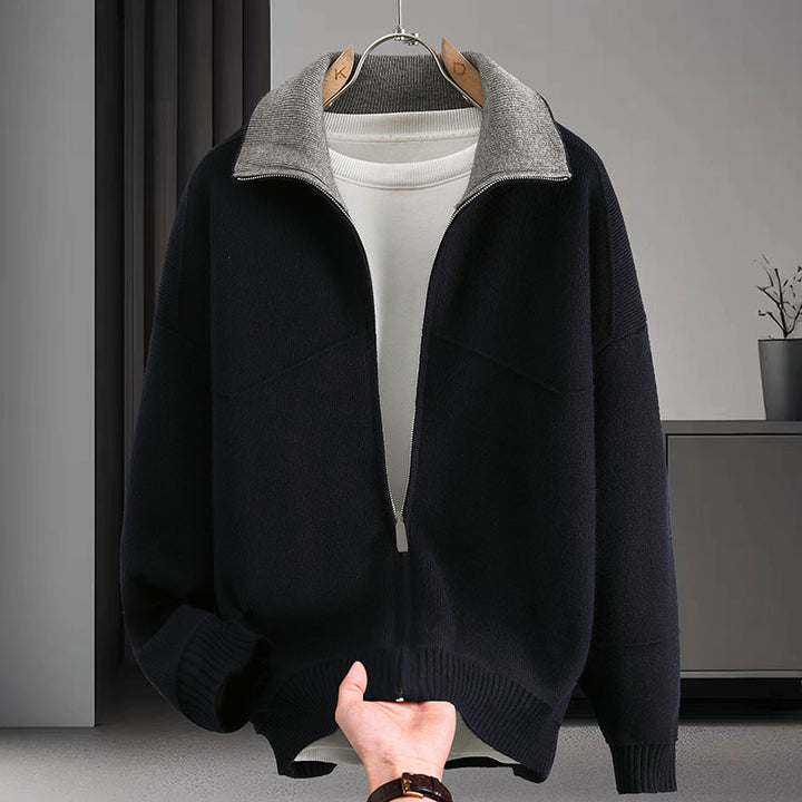Men's Stylish Sweat Jacket with High Collar Mune Fashion