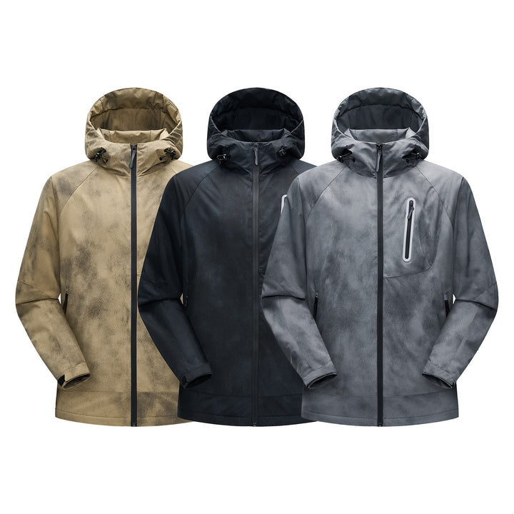 Men's Technical Rain Jacket with Hood Waterproof Shell and Reflective Chest Pocket Mune Fashion