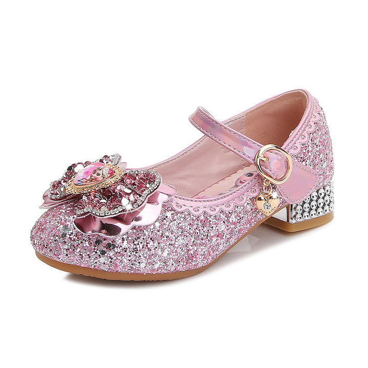 Girls Festive Glitter Ballerinas with Flower Appliqué Mune Fashion
