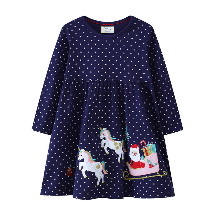 Girls long-sleeve dress with festive unicorn motif Mune Fashion