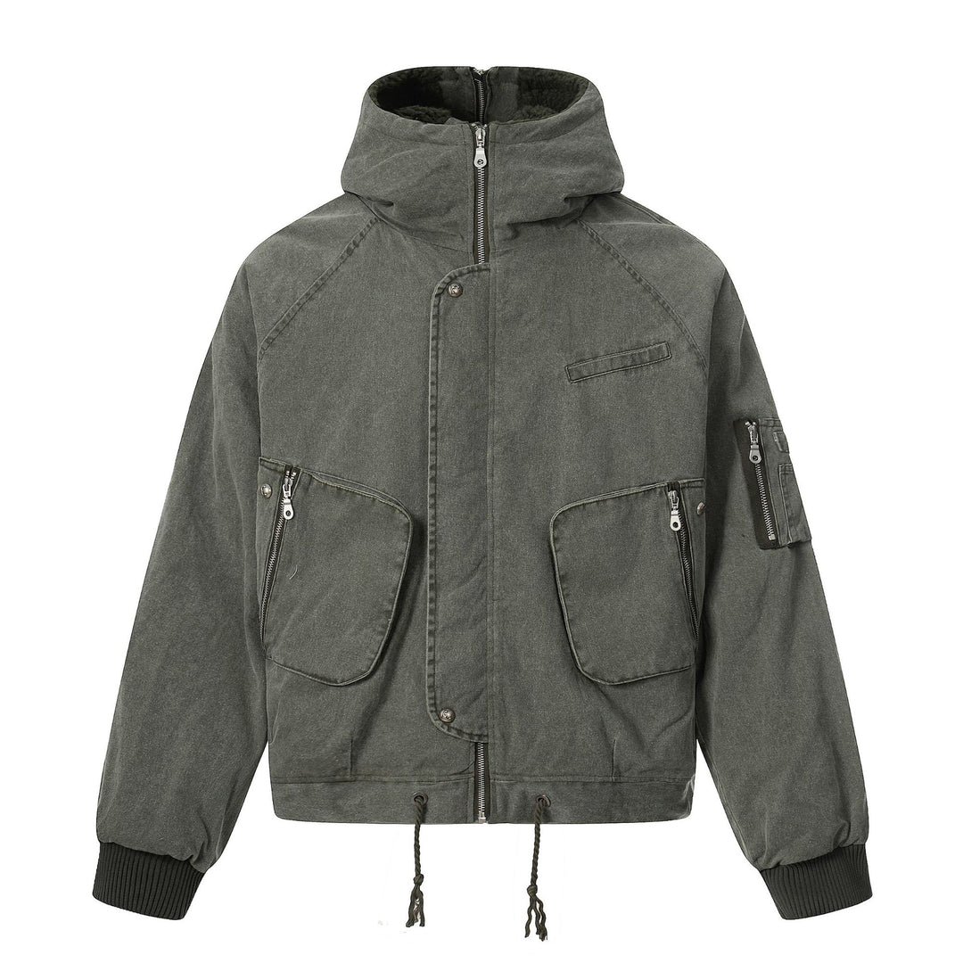 Men's short jacket in utility look with high stand-up collar and hood Mune Fashion