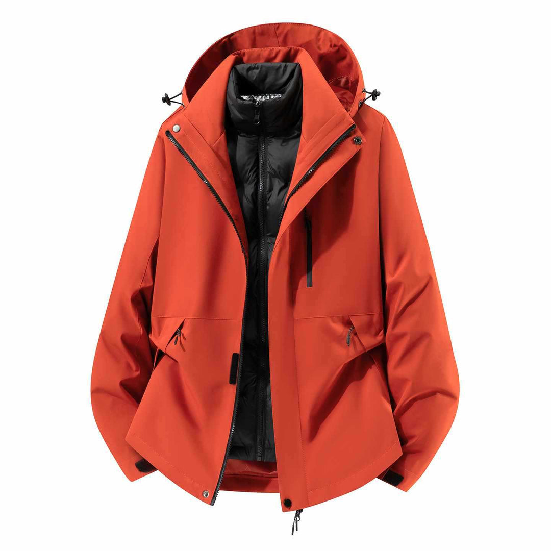 Men's Waterproof Three-Piece Winter Jacket with Removable Down Inner Jacket and Hood Mune Fashion