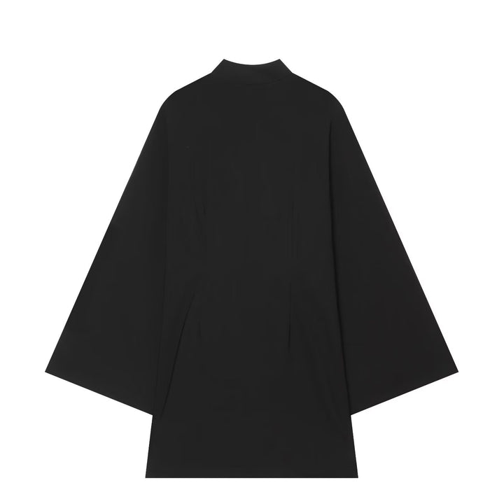 Women's cape coat with stand-up collar, Chinese knot fasteners, and wide kimono sleeves Drune
