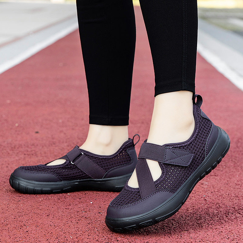 Ladies non-breathable knitted strap sneakers with Velcro fastener padded comfort sole and flexible profile outsole Mune Fashion