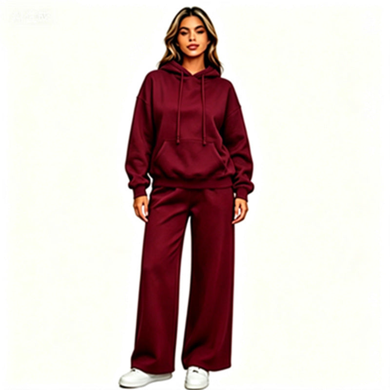 Women Comfortable Oversized Hoodie with Wide Jogging Pants Mune Fashion