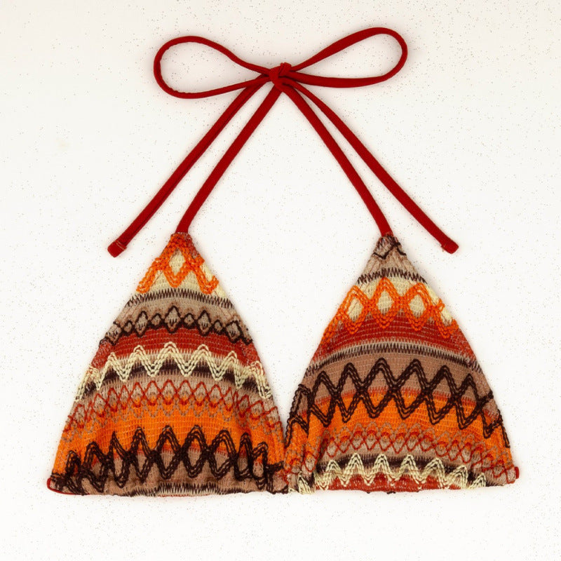 Women Triangle Bikini Set with Colorful Ethno Pattern Mune Fashion